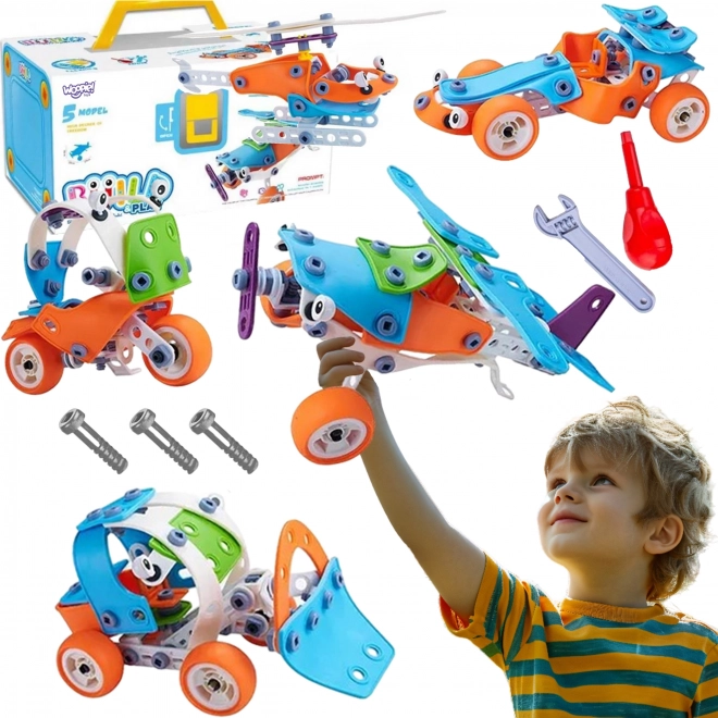 Coffret de construction véhicules 5-en-1 STEM de Woopie