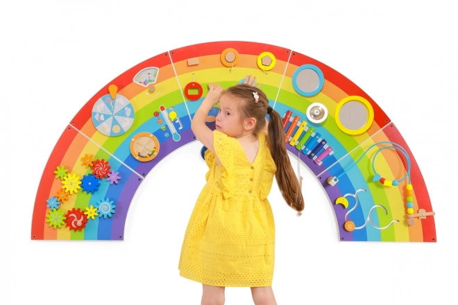 Panneau mural Montessori en bois - arc-en-ciel