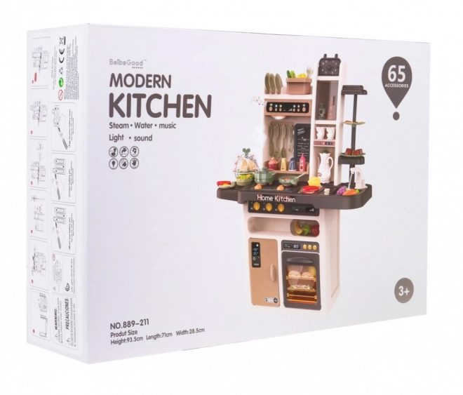 Cuisine Enfant + brûleur interactif avec vapeur + panneau audio - 65 pièces