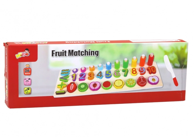 Planche éducative en bois pour l'apprentissage des mathématiques avec des fruits