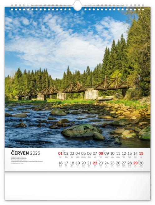 Calendrier mural NOTIQUE Balades dans le paysage tchèque 2025, 30 x 34 cm