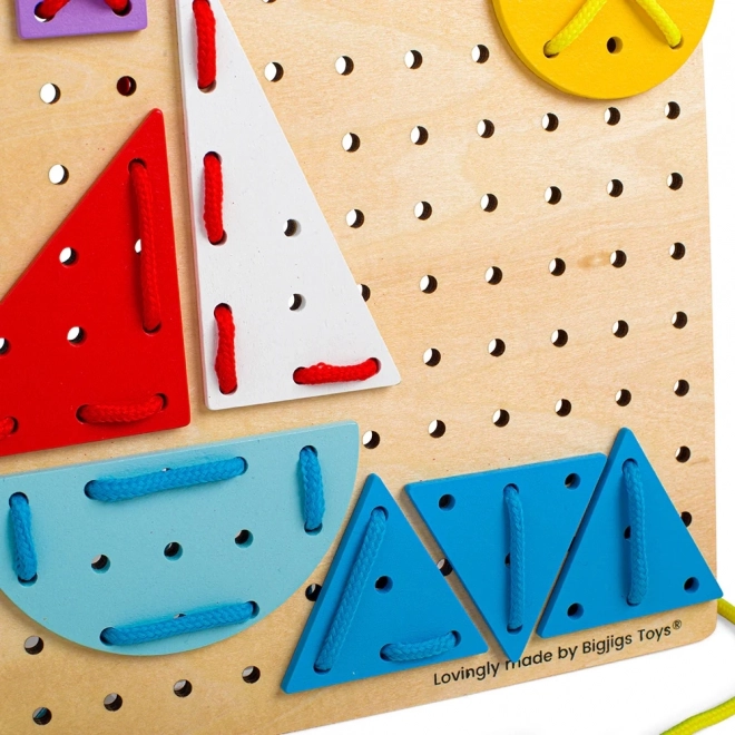 Bigjigs Jouets Jeu de laçage en bois Formes géométriques
