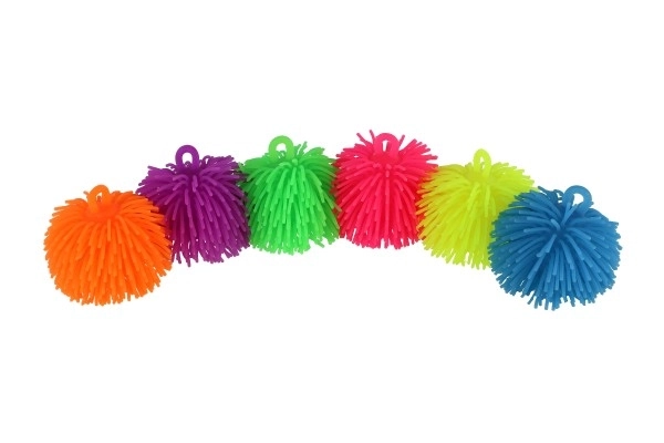Balle anti-stress poilue à presser en silicone 7cm avec lumière à piles