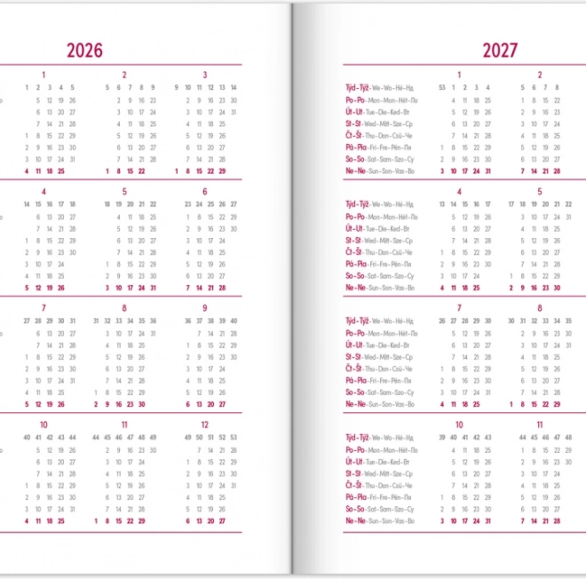 Agenda hebdomadaire bleu 2026
