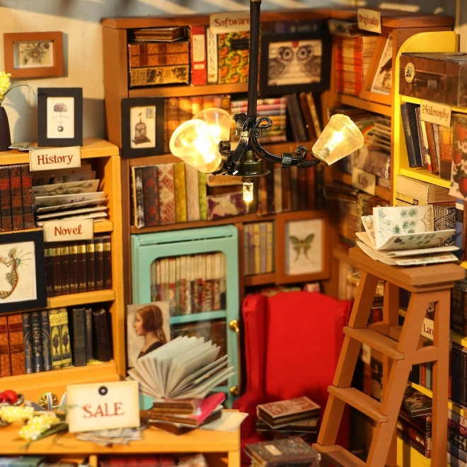 Samova studovna - Bibliothèque DIY Miniature Maison de Poupées