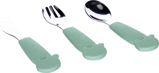FreeON ensemble de couverts en acier inoxydable vert pour enfants