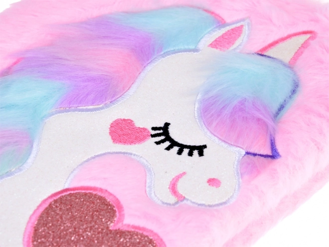Carnet rose licorne avec cœur scintillant