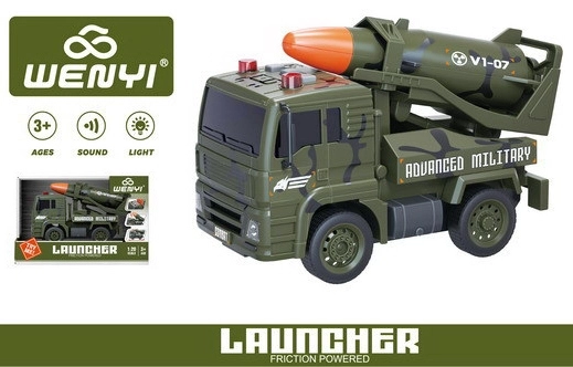 Voiture militaire avec fusée et effets 19 cm