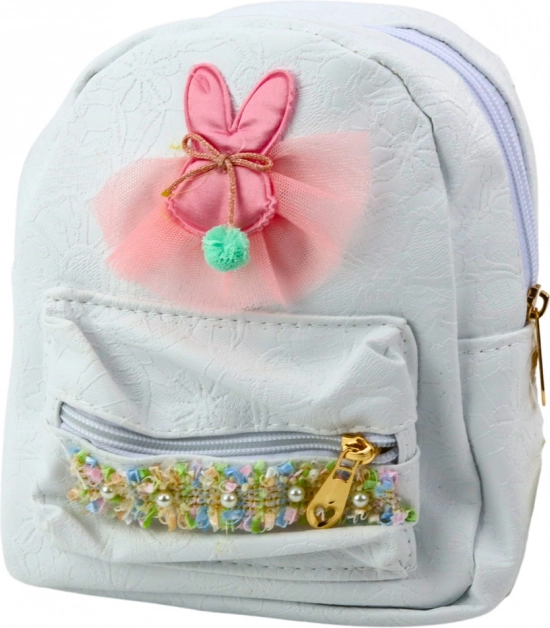 Sac à dos enfant avec lapin et ruban décoratif blanc