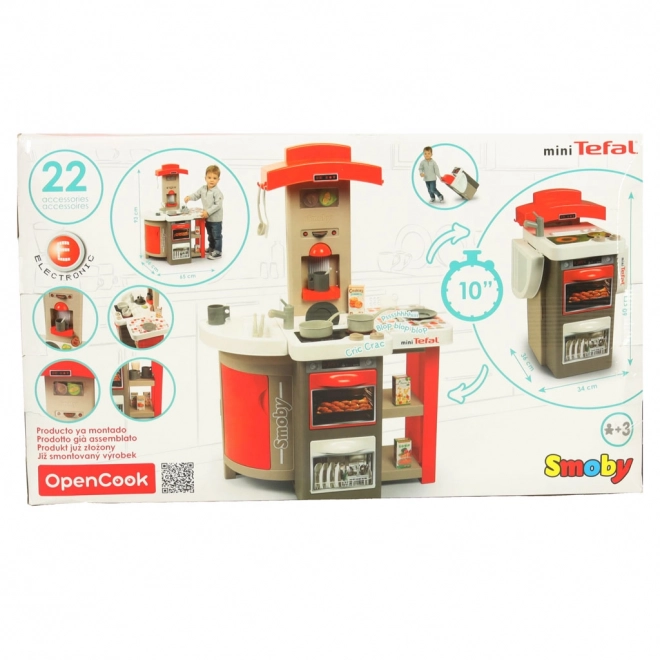 Cuisine électronique pour enfants en plastique rouge pliable avec son + accessoires
