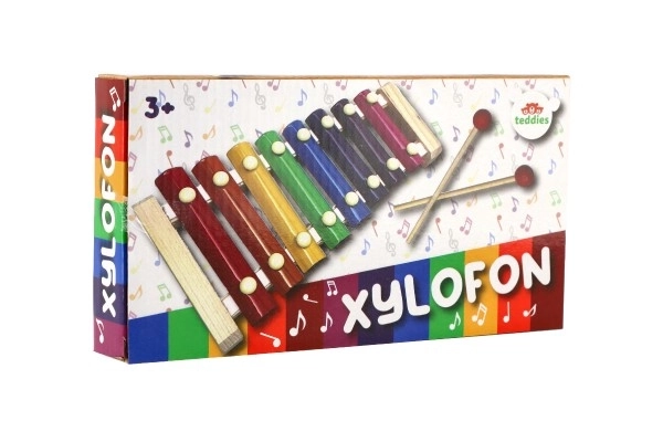 Xylophone bois/métal 24cm avec baguettes dans boîte 25x13x4cm