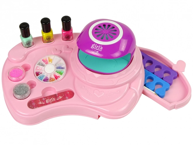 Ensemble pour enfants de décoration d'ongles avec paillettes et lampe