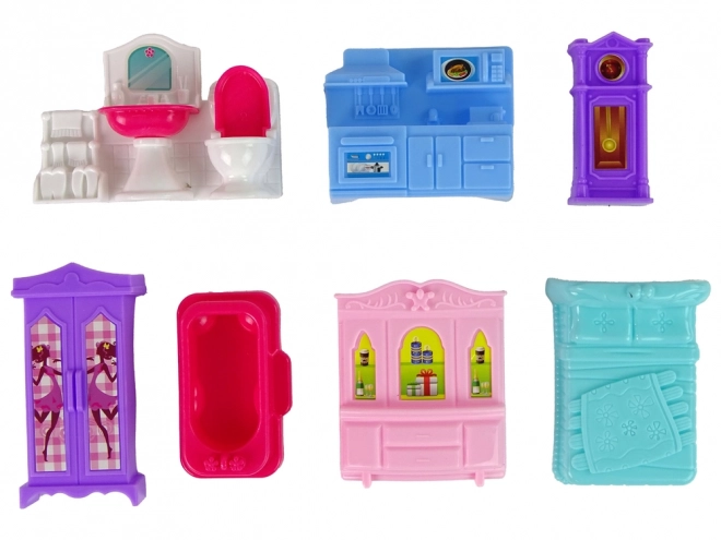 Maison Villa ensemble avec éclairage en plastique rose