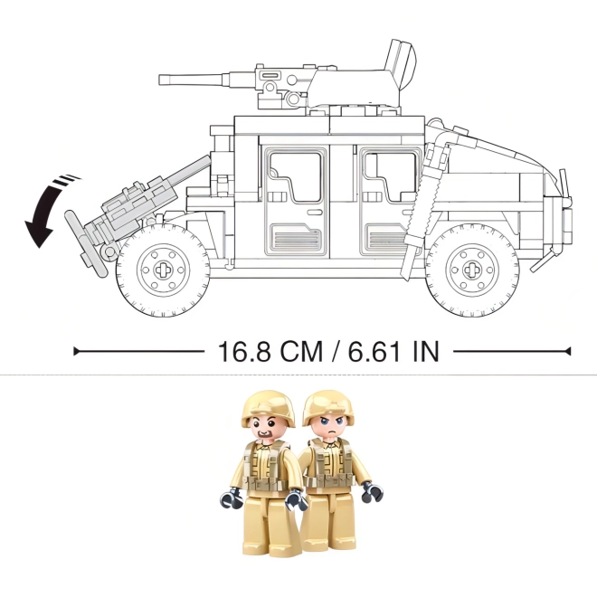 Deux figurines de soldats et dimensions étudiées