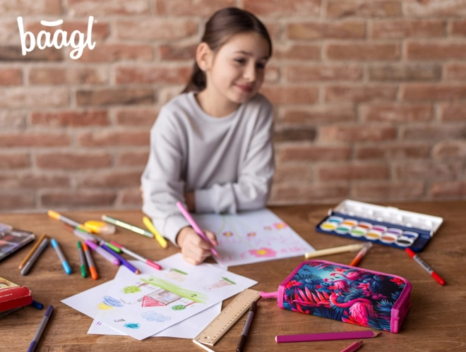 BAAGL Trousse scolaire une seule couche Flamants