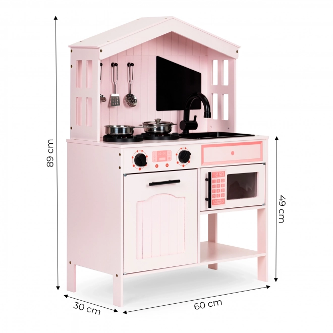 Cuisine enfant en bois, four, brûleurs micro-ondes, accessoires ECOTOYS