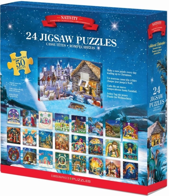 EUROGRAPHICS Puzzle Calendrier de l'Avent: Naissance de Jésus 24x50 pièces