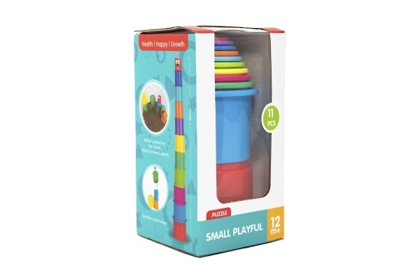 Kubus pyramide jouet d'emboîtement rond en plastique 11pcs dans une boîte 11x20x11cm 12m+