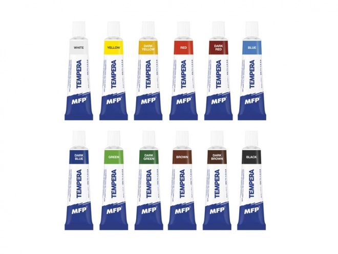 Peintures à la détrempe 12 pcs 12ml dans une boîte 10x25x2cm