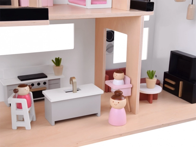 Maison de poupée en bois dans le style loft