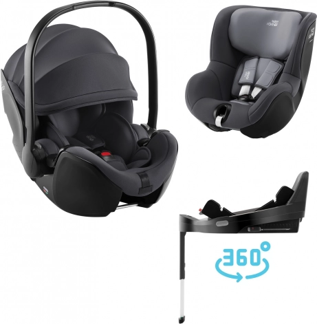 Siège auto set Britax Römer pour bébés avec Vario Base 5Z et Dualfix 5z couleur Midnight Grey