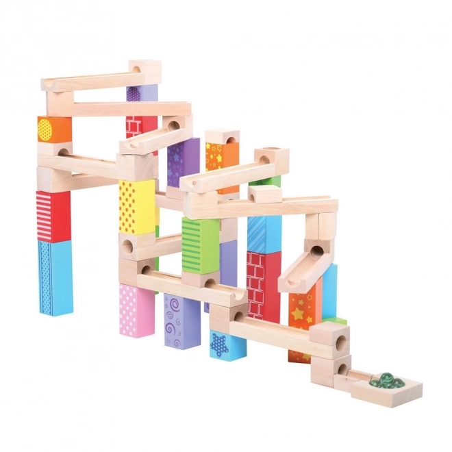Bigjigs Toys Piste de billes en bois colorée