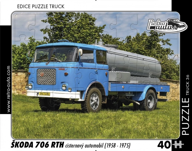 Puzzle rétro voitures Škoda 706 RTH camion-citerne 40 pièces