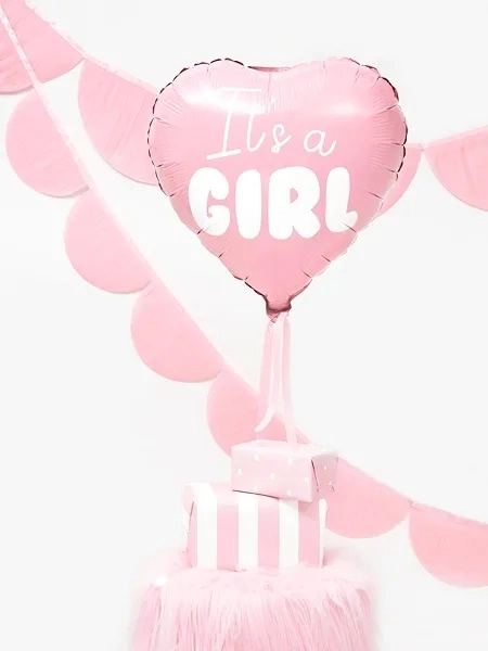 Ballon en aluminium It's a Girl cœur rose 45 cm
