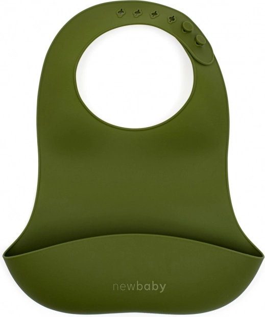 Bavoir en silicone New Baby vert olive