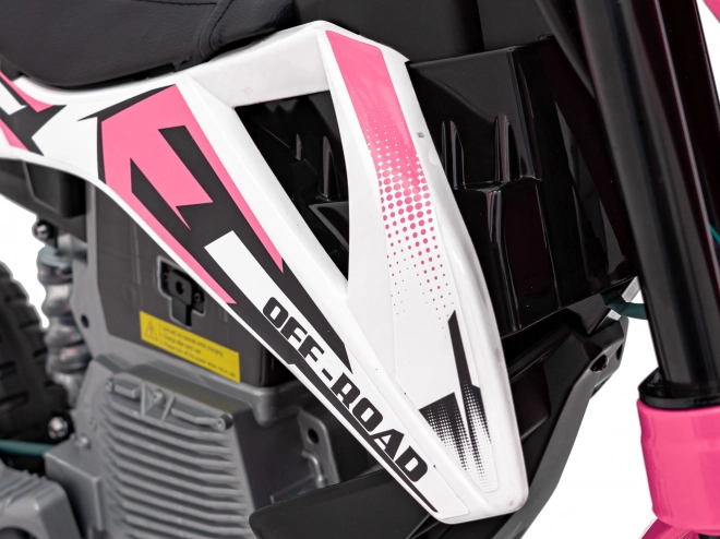Moto électrique pour enfants rose avec panneau audio et fonction de démarrage libre