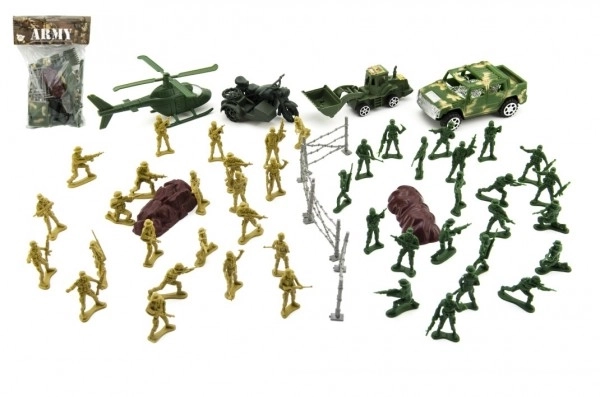 Ensemble de soldats avec accessoires en plastique, design CZ sur carte 18x26cm