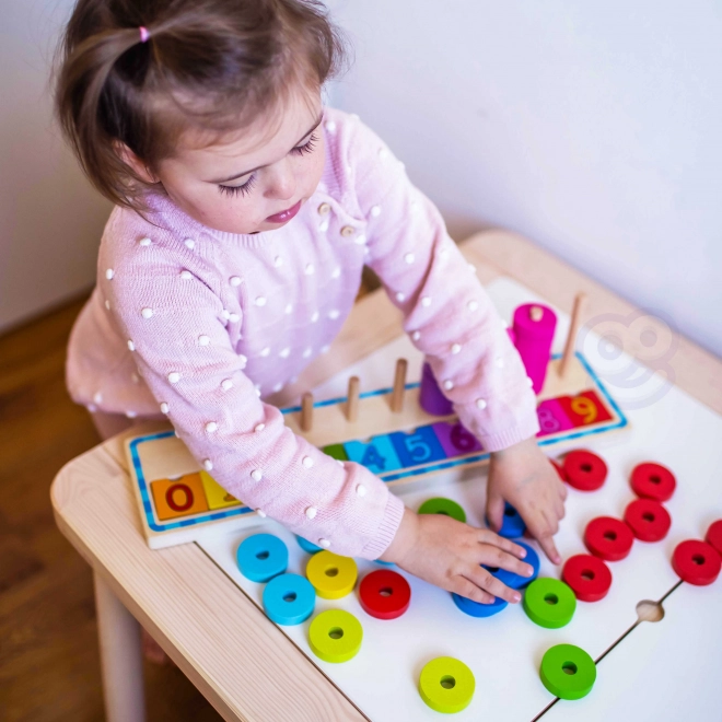 Woopie Green puzzle Montessori en bois pour compter et trier les couleurs, 56 pièces
