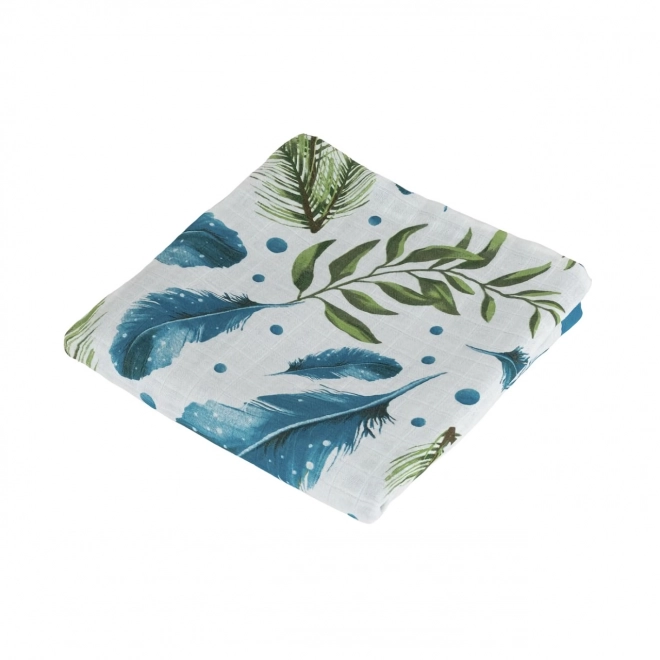 Couverture en mousseline de bambou Tommy Lise avec plumes et feuilles