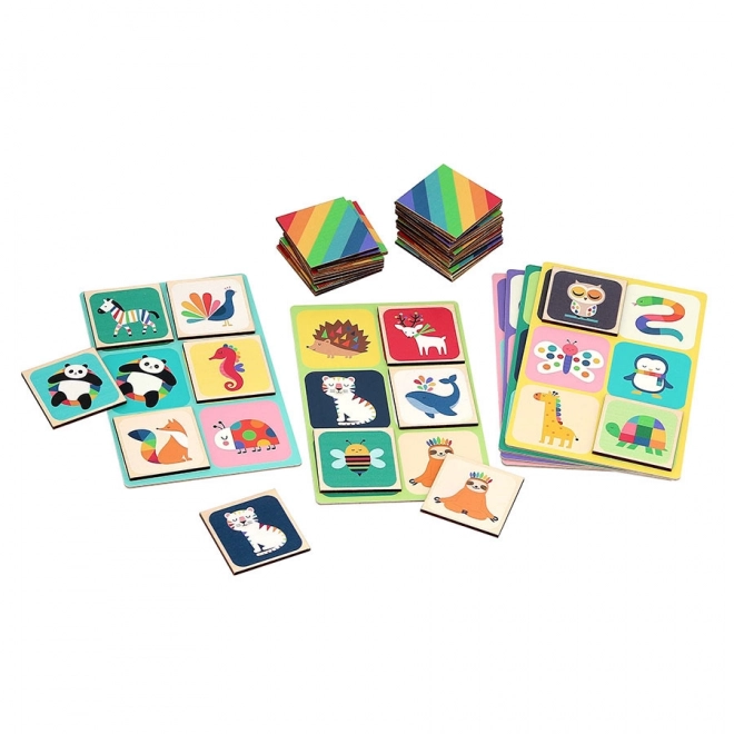 Vilac Jeux de bingo en bois animaux arc-en-ciel