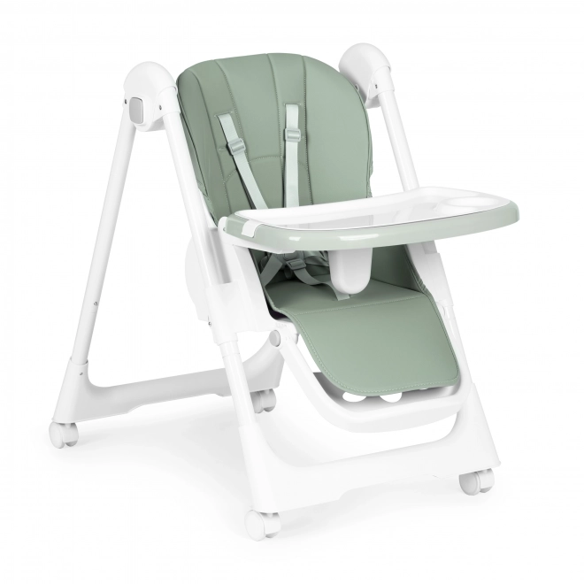 Chaise haute, chaise d'alimentation, réglable en hauteur, harnais en simili cuir, plateau double vert