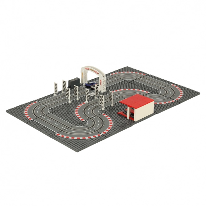 Piste de course policière électrique avec voitures et blocs de construction
