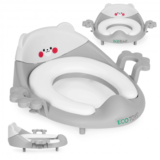 Siège de toilette pour enfants avec supports et coussin doux gris ECOTOYS