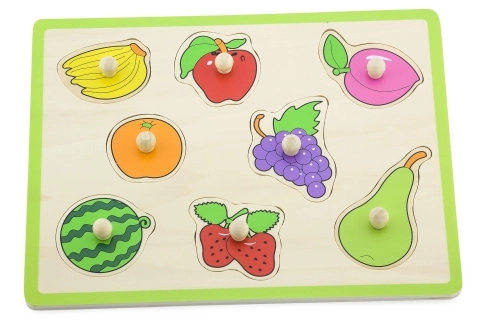 Puzzle encastrable en bois fruits avec poignées