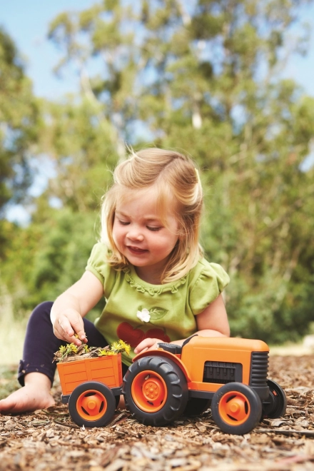 Tracteur avec remorque orange de Green Toys