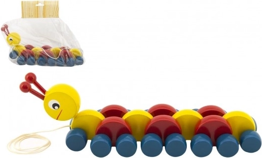 Chenille en bois colorée à tirer 27 cm