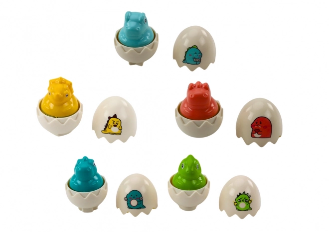 Ensemble de six œufs géométriques de dinosaures colorés