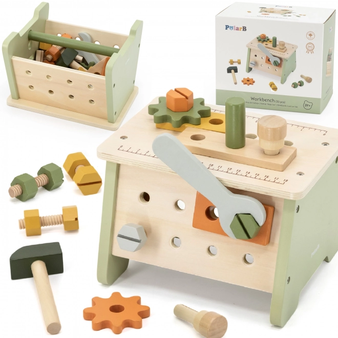 Établi en bois avec outils