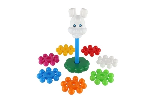 Puzzle pyramide avec anneaux en plastique 26cm dans un filet 12m+