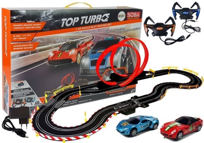Piste de course TOP TURBO avec deux voitures et contrôleurs