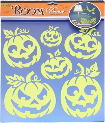 Autocollants muraux phosphorescents 38 × 31 cm citrouilles Halloween