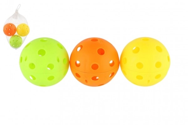 Ballon de floorball 3pcs plastique 7cm dans un filet