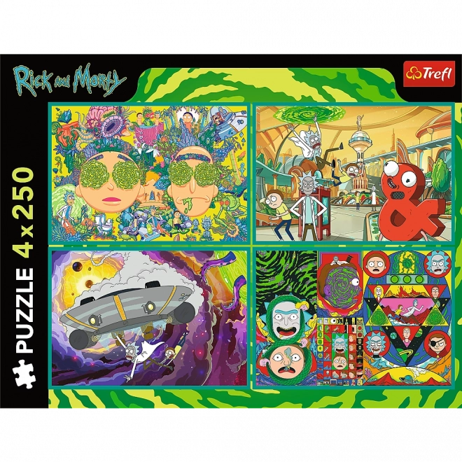 Puzzle 4x250 Monde Loufoque de Rick et Morty par Trefl