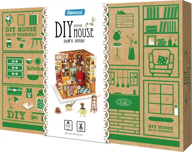 Samova studovna - Bibliothèque DIY Miniature Maison de Poupées