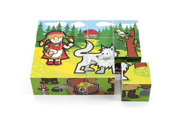Cubes en bois Mes premiers contes de fées 12 pcs dans une boîte 17x12,5x4cm