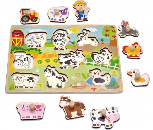 Woopie Green puzzle d’encastrement en bois ferme avec poignées